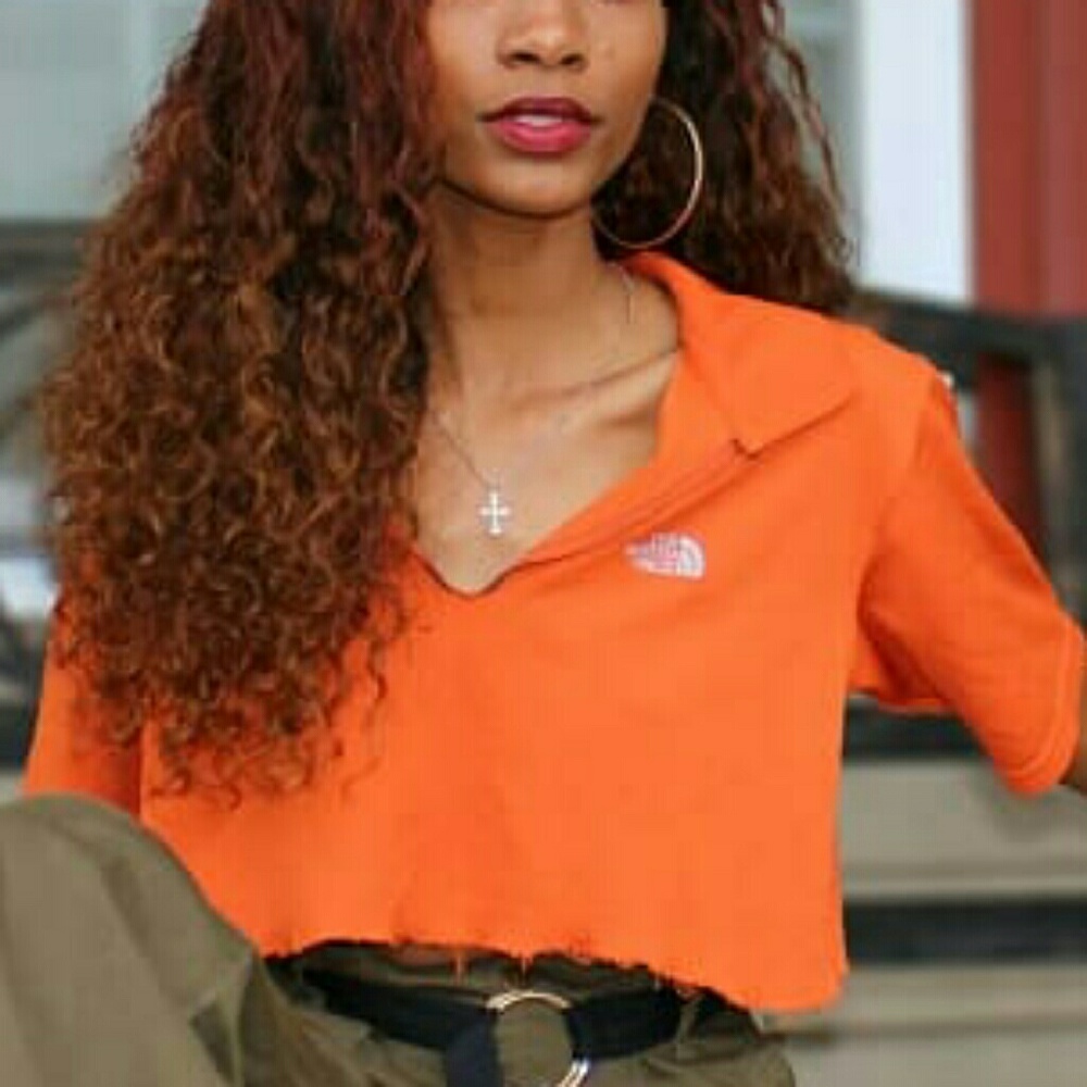 Cropped north face shirt